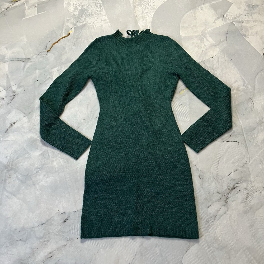 Atoir Dress Womens Size 2 Miaa Emerald Green Long‎ Sleeve Knit Open Back